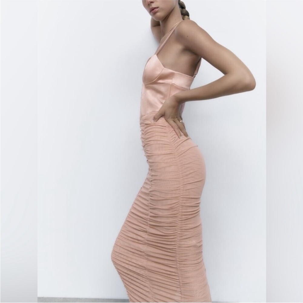 ZARA DRAPED TULLE CORSETRY-INSPIRED DRESS - Picture 3 of 6